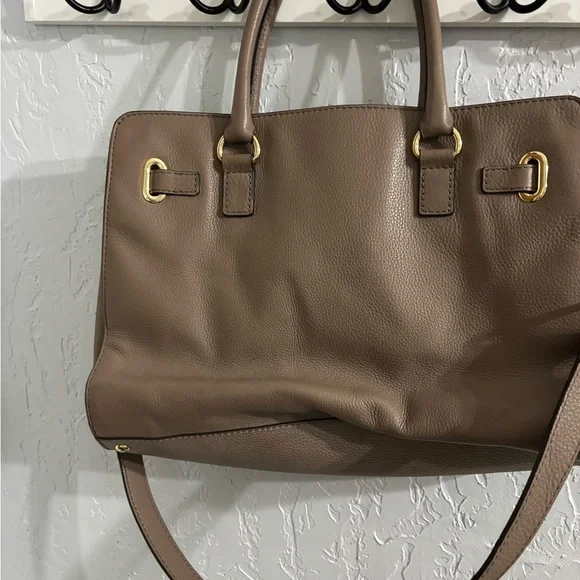 Michael Kors Brown Leather Tote Bag Crossbody Shoulder Purse - Picture 2 of 10